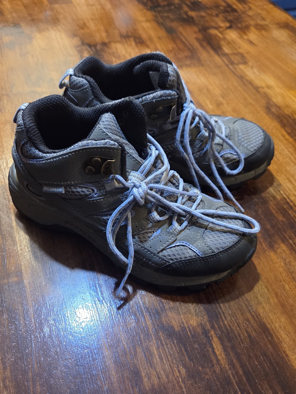 Merrell Moab Mid Waterproof Hiking Boots Big Kid 1.5M Grey Periwinkle Vibram